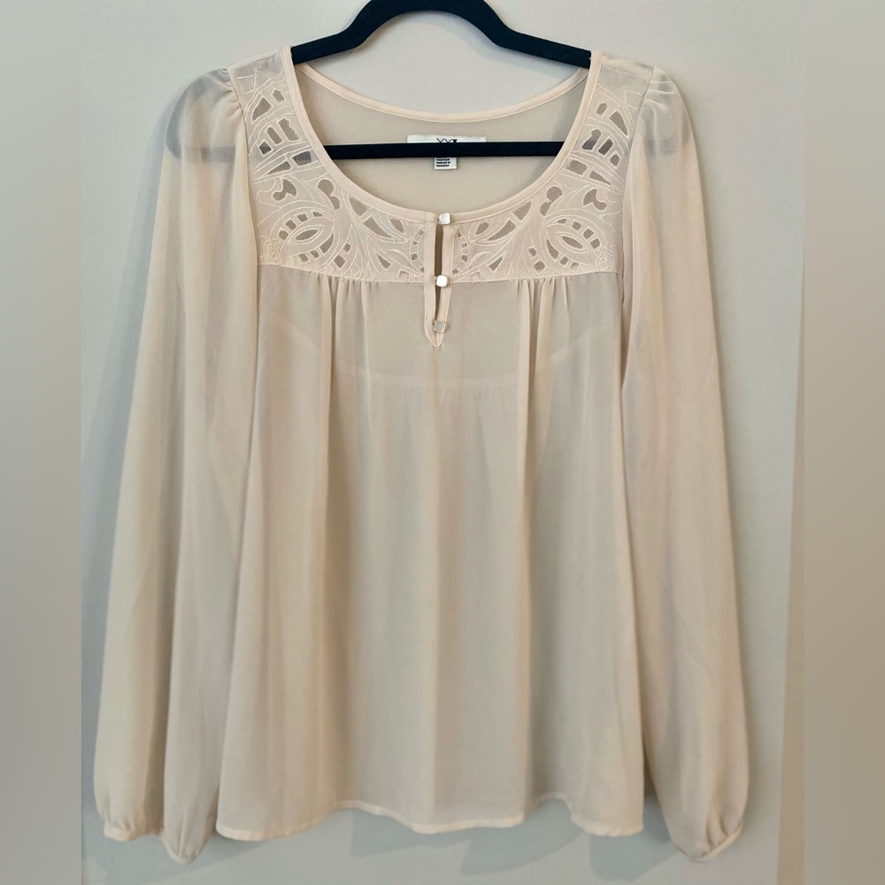 Forever 21. Beige/Cream see through blouse size Medium (M)